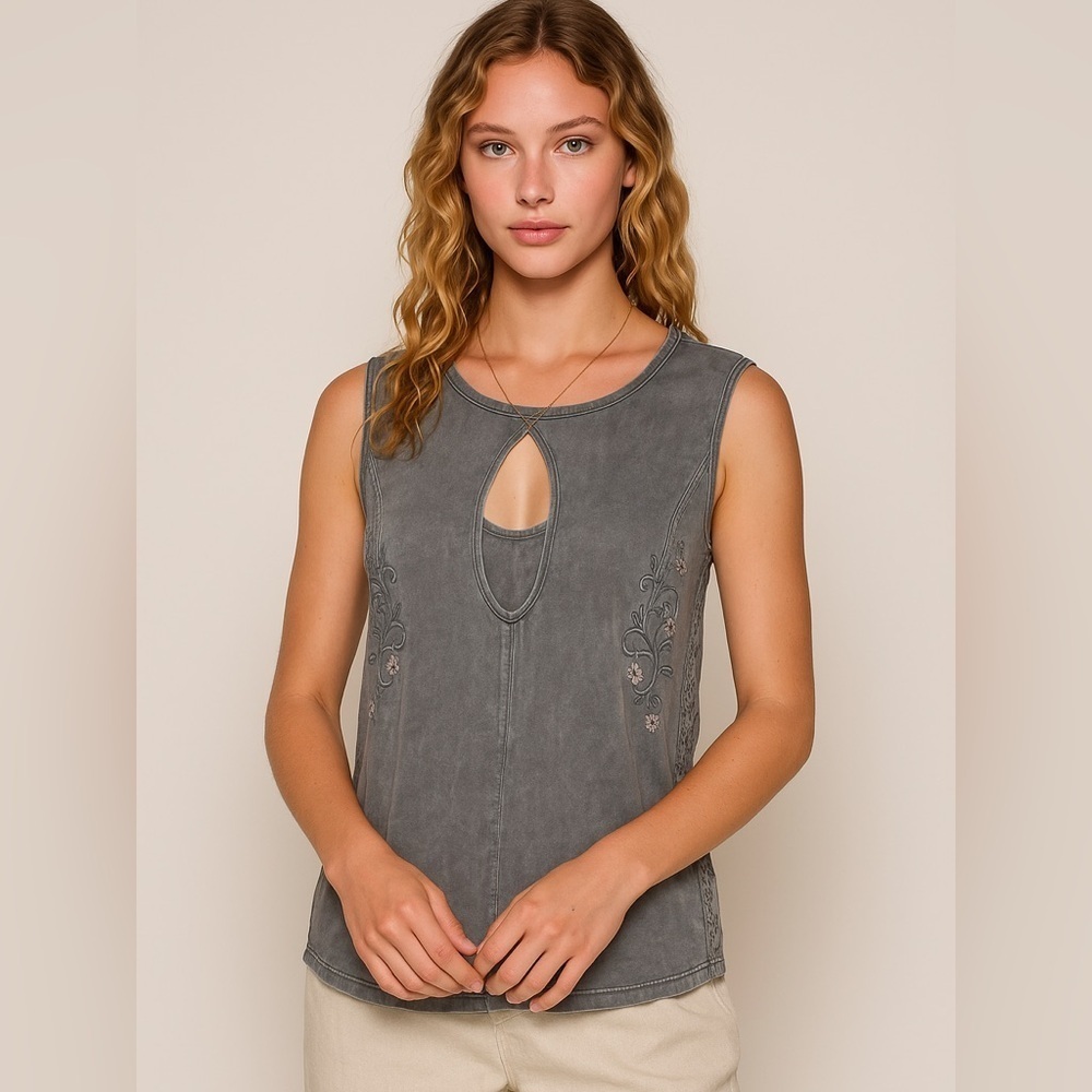 New POL Embroidered Swing Top